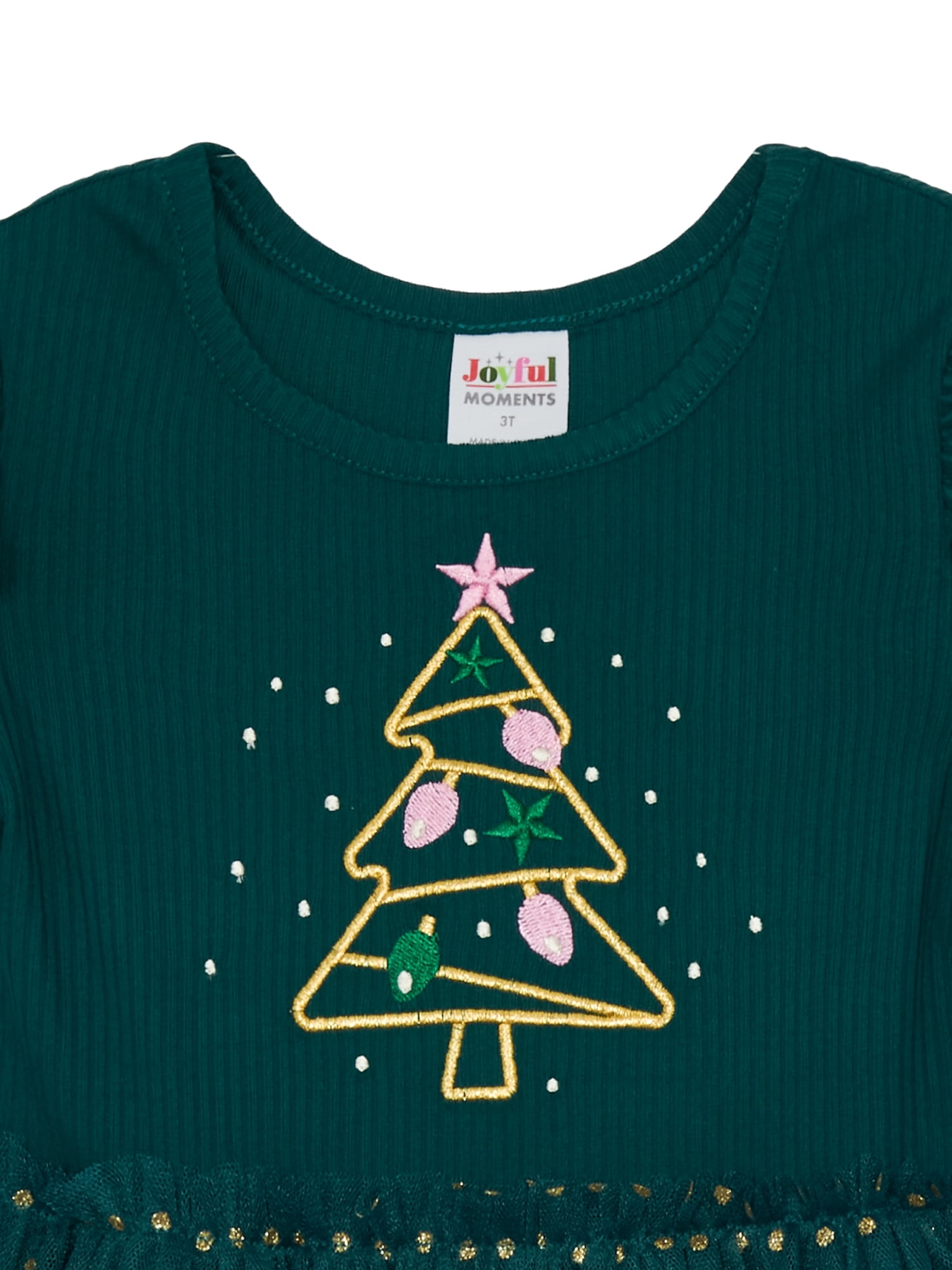 Joyful Moments Toddler Girls Christmas Tree Tutu Dress, Sizes 12M-5T