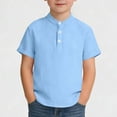 thumbnail image 6 of Short Sleeve Shirt for Boys Button Neck Henley Top Textured Fabric Kids Daily Casual School Playwear Comfort Summer Clothes for Teen, 6 of 9