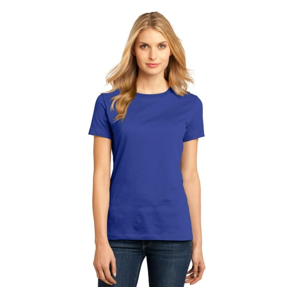 District Adult Female Women Plain Short Sleeves T-Shirt Deep Royal 2X-Large