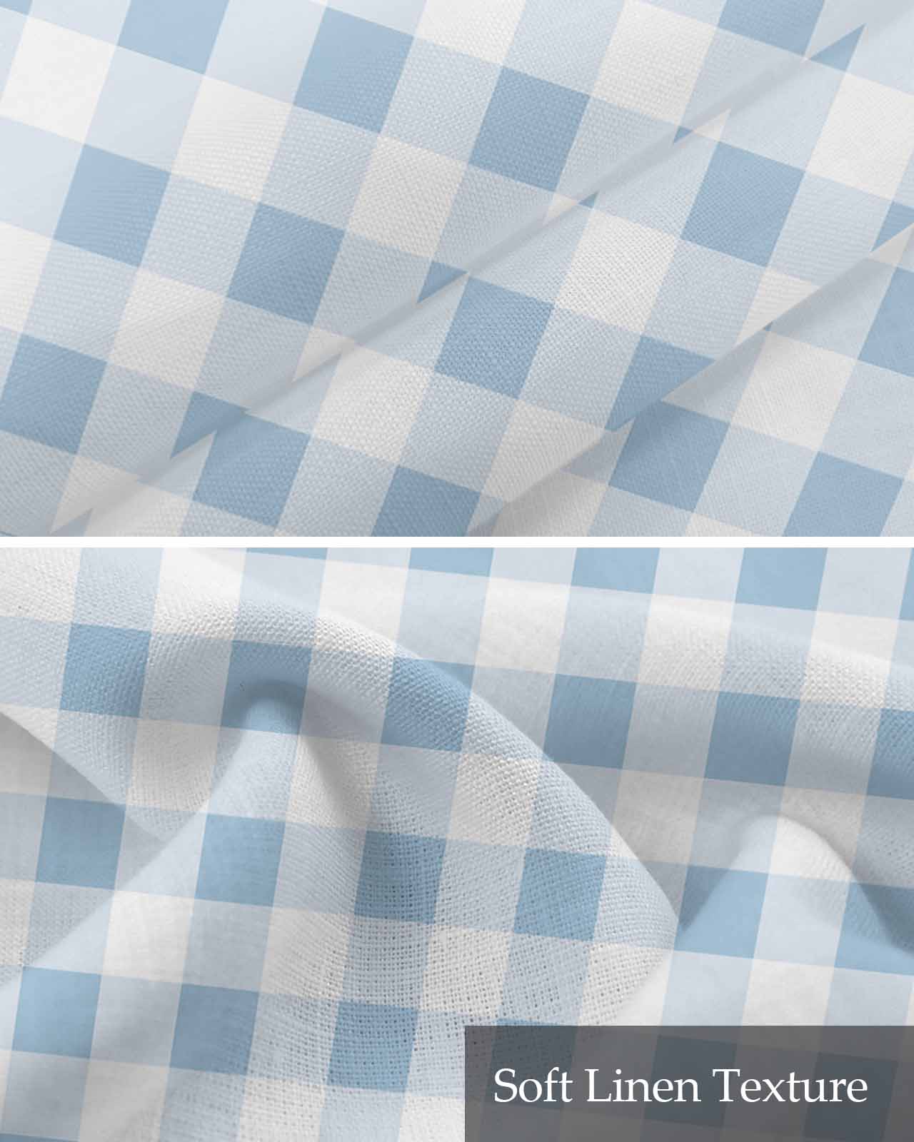 Buffalo Plaid Blue Linen Curtain Valance for Bedroom/Bathroom/Kitchen/Office/Living/Dining Room Windows,Country French Simple White Lattice Pocket Topper Drapes Decorative Cafe Drapery Panel 54x18