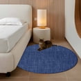 thumbnail image 3 of Round Area Rug 3.3 Ft, Vintage Navy Blue Washable Non-Slip Carpet for Living Room/Bedroom, Farmhouse Retro Dark Solid Color Linen Texture Low-Profile Small Kitchen Mats Collection Rugs for Indoor, 3 of 7