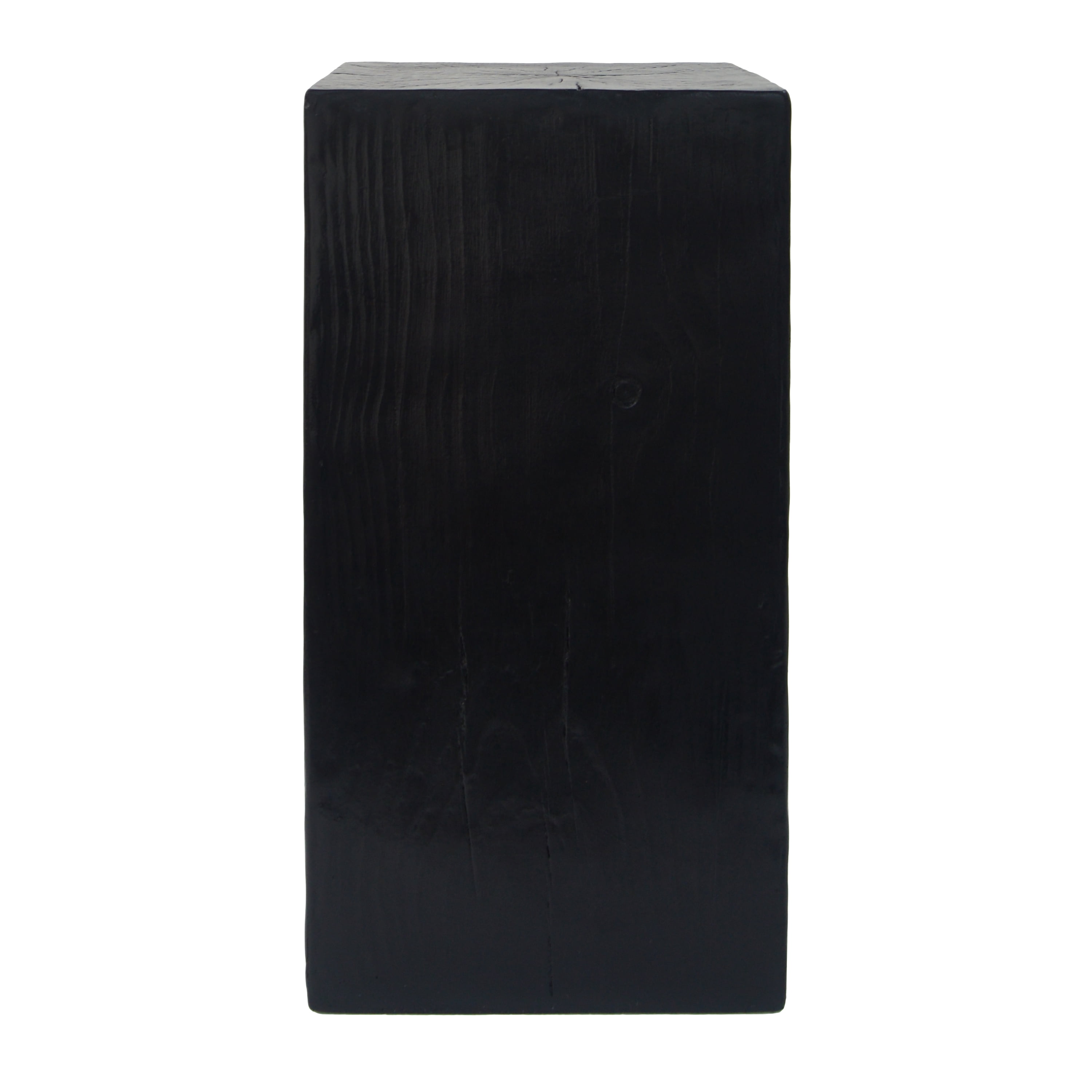 Square-Column End Table, Wood-Look Table for Indoor Outdoor Use, Black