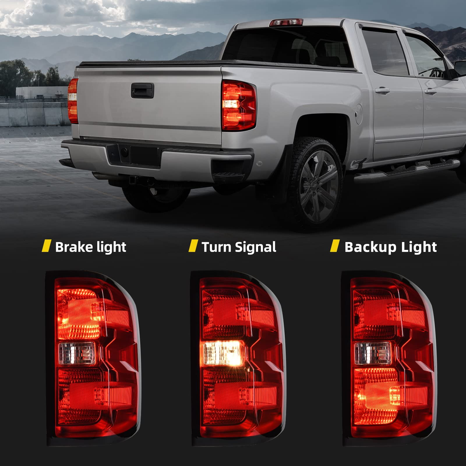 RVNI Passenger Side Tail Lights For 14-19 Chevy Silverado 1500 2500 3500 HD Rear Lamp