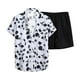 thumbnail image 1 of Conjuntos cortos Cagnkofi para hombre, conjuntos de 2 piezas, chándales de verano, conjunto informal de camisa y pantalones cortos de manga corta con estampado de rayas y botones, 1 of 8