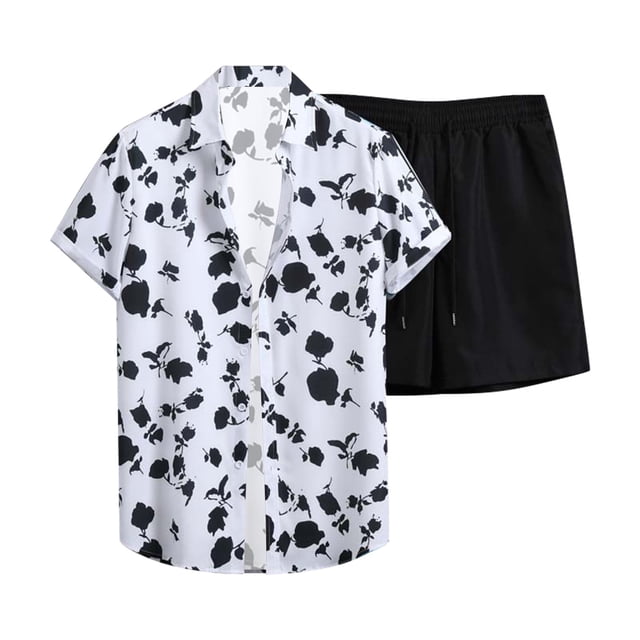 Conjuntos cortos Cagnkofi para hombre, conjuntos de 2 piezas, chándales de verano, conjunto informal de camisa y pantalones cortos de manga corta con estampado de rayas y botones