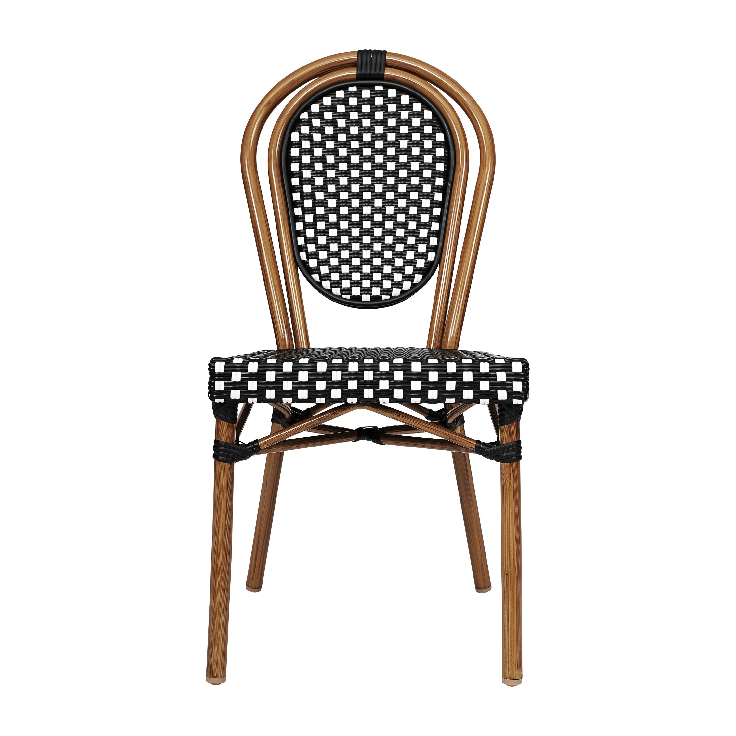 Flash Furniture Lourdes Indoor/Outdoor French Bistro Stacking Chair Black/White/Natural