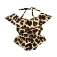 thumbnail image 1 of Toddler Baby Girl Swimwear One-Piece Leopard Ruffle Swimsuits Bikini Bathing Suit Brown 1-2 Years, 1 of 6