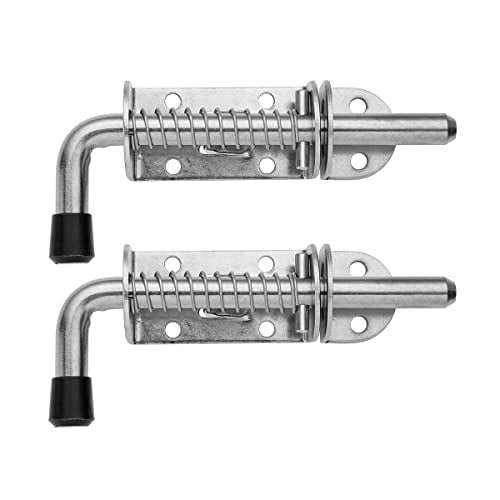 JQK Goupille de Verrouillage à Ressort, Boulon de Barillet en Acier Inoxydable 304, Serrure de Porte Épaissie de 2mm, Finition Brossée de 5 Pouces (2 Pack), HSB300-P2