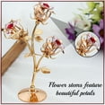 thumbnail image 5 of Matashi 24k Gold Plated Rose Flower Tabletop Ornament w/ Red & Pink Crystals | Decorative Office or Home Decor Craftsmanship, 5 of 7