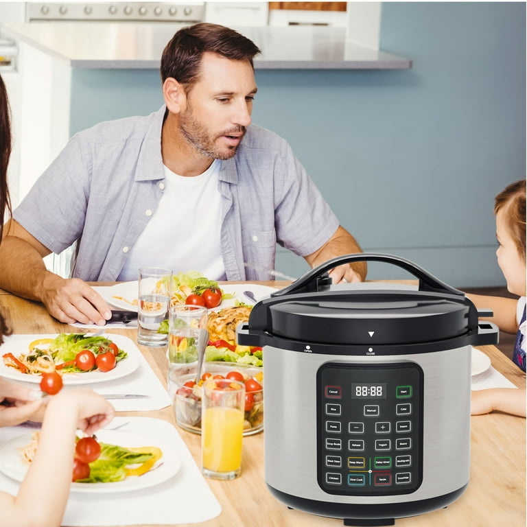 EDX Instant Cooker 8 Quart 7 in 1 Electric Pressure Cooker Multi Function Features Stainless Steel Pot