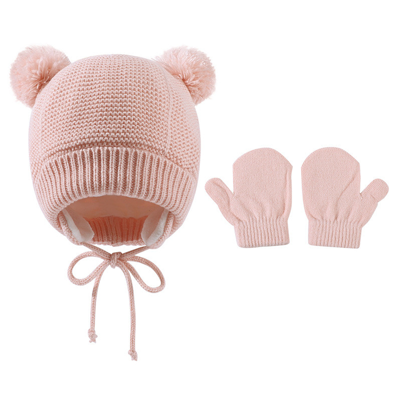 Yyeselk Kids Winter Beanie Hat Mittens Set Warm Fleece Hat Baby Toddler