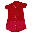 thumbnail image 2 of APEXFWDT Women's Satin Sleep Shirt Short Sleeve Sleepwear Silk Nightshirt Button Down Pajama Top Nightgown Pajama Dress, 2 of 3