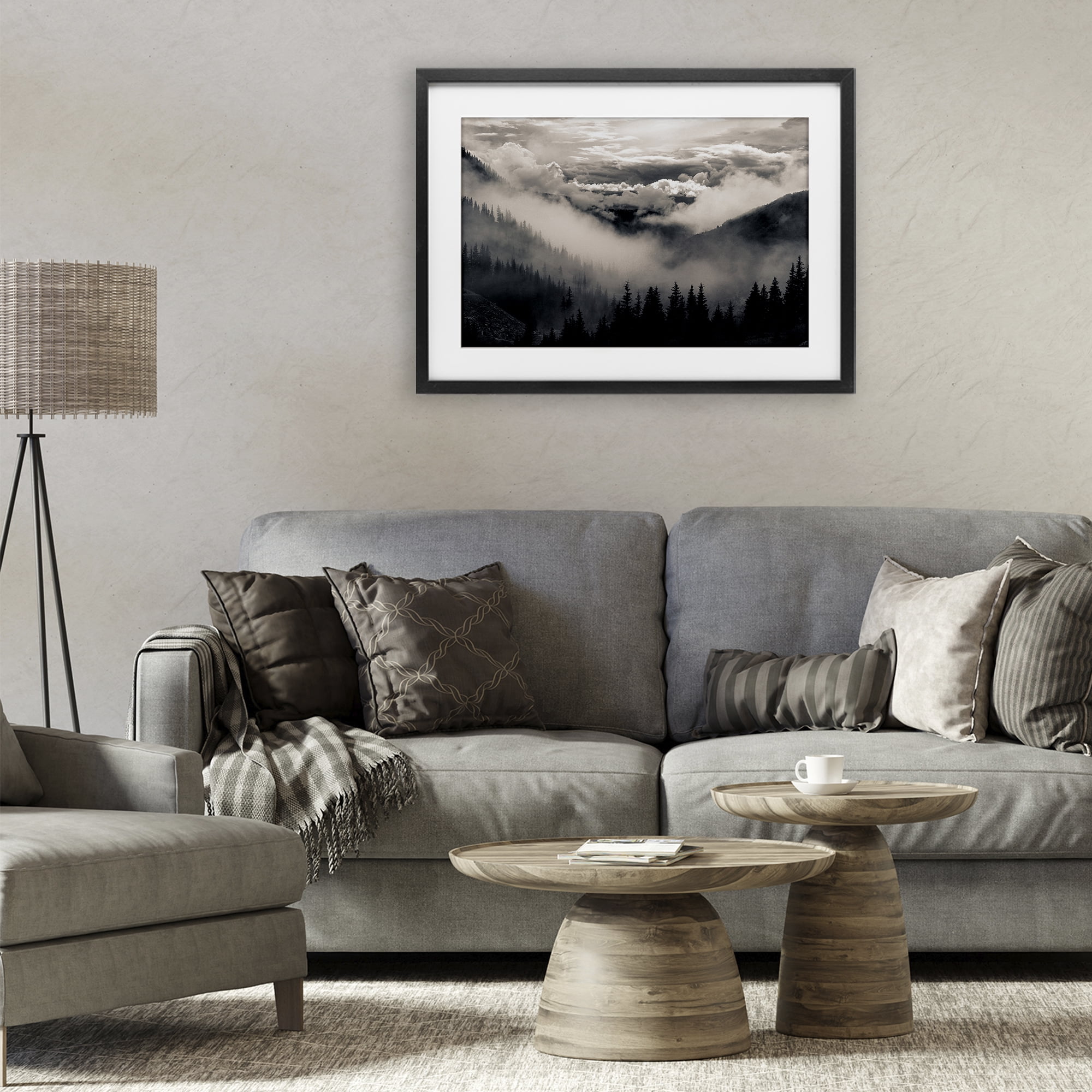 Billowing Fog Atmosphere Black Framed Print Under Glass, design by Decent Exposures