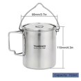 thumbnail image 1 of 750ml Stainless Steel Pot Portable Water Mug Cup with Lid and Foldable Handle Outdoor Camping Cooking Picnic, 1 of 5