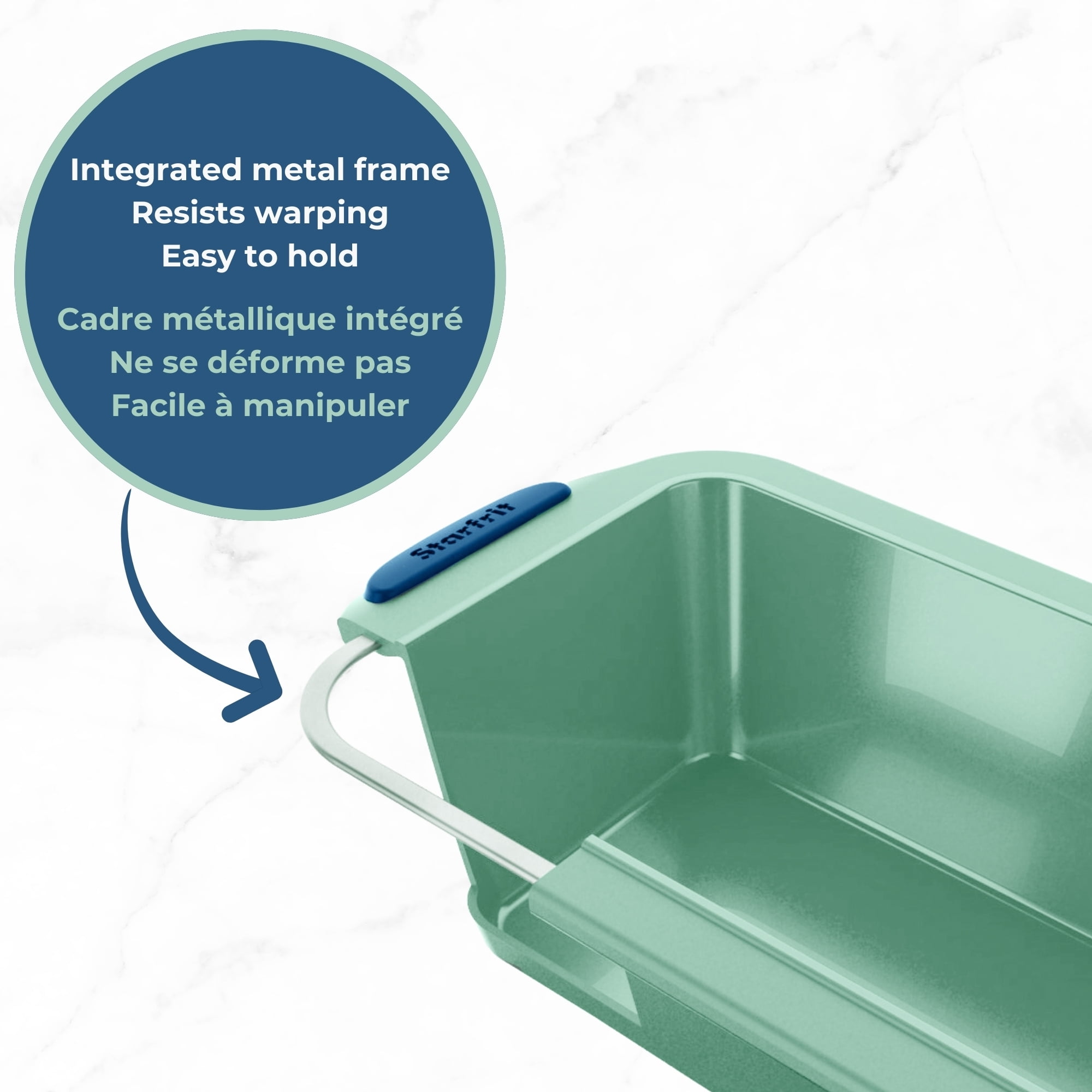 Starfrit Moule en silicone - Moule à pain - Structure de métal intégrée - 24cm x 10cm (9,5" x 4") - Vert MOULE A PAIN STARFRIT