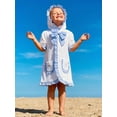 thumbnail image 6 of BemeyourBBs Toddler Baby Girls Swim Cover Up Swimwear Ruffle Poncho Kids Swimsuit Coverup Plaid Front Bow Beach Bathing Suit Bathing Robe Short Sleeve Hooded Coverups Beachwear Wrap with Pockets, 6 of 9