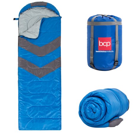 Best Choice Products 4-Season Water-Resistant 20F Portable Envelope Sleeping Bag Compression Sack Carrying (Best Sleeping Position For Bad Back)