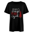 thumbnail image 4 of Active Tops Women T-Shirts T1 Christmas Print Short Sleeve T Shirt For Women Relaxed Fit Round Neck Top Casual Holiday Tee Black XXL, 4 of 4