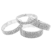 FUEENIRVA Rhinestone Wedding Jewelry 4Pcs Minimalist Stretch for Women Banquet