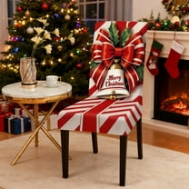 Kumdkd Christmas Seat Cover - Festive Holiday Ribbon Bow Stool Cover, High Elasticity Polyester, 20.47x24.8x29.13in, Red, Easy to Clean, Perfect for Dining/Office Chairs‌