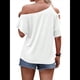 thumbnail image 4 of Camiseta de Mujer con Hombros Descubiertos, Corta, Escote Asimétrico y Aberturas M, 4 of 6