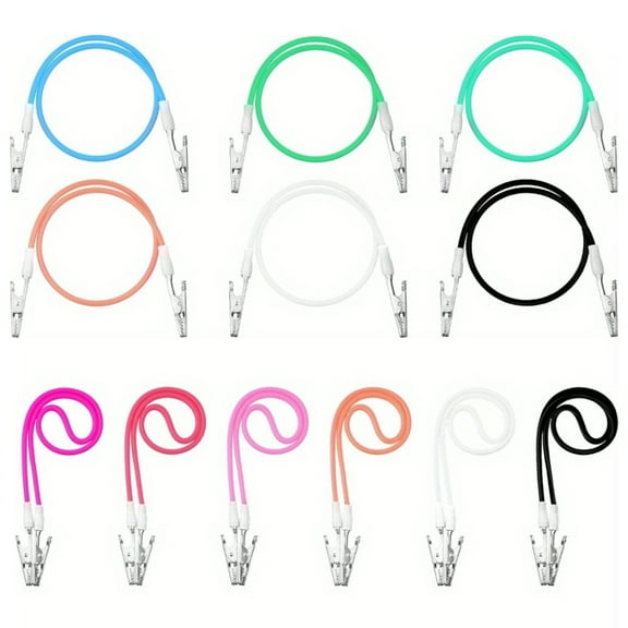 Colorful Bib Clips 12 Pcs Set, Silicone Dental Napkin Clips with Neck Lanyard, Multi-Purpose Towel Holders for Patients & Restaurants