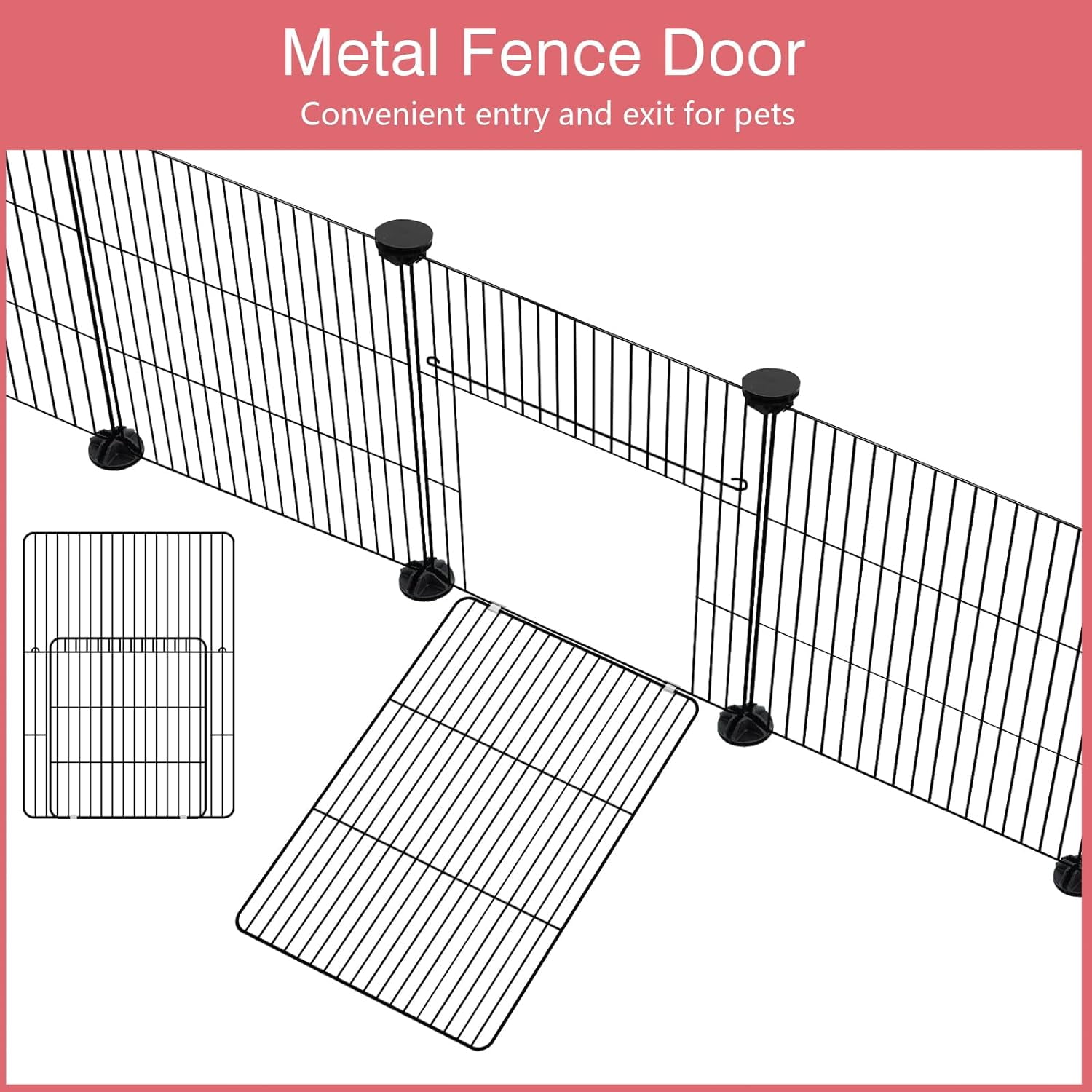 12 Panels Small Animal Playpen with Waterproof Mat, Portable Metal Wire Yard Fence for Guinea Pigs, Puppies,
