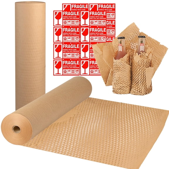 NAISHIER Honeycomb Packaging Paper, 12in x 98 tf Packing Paper Recyclable Moving Supplies Bubble Cushion Wrapping Paper Packing for Dishes Shipping Protective Roll for Protecting Fragile Items