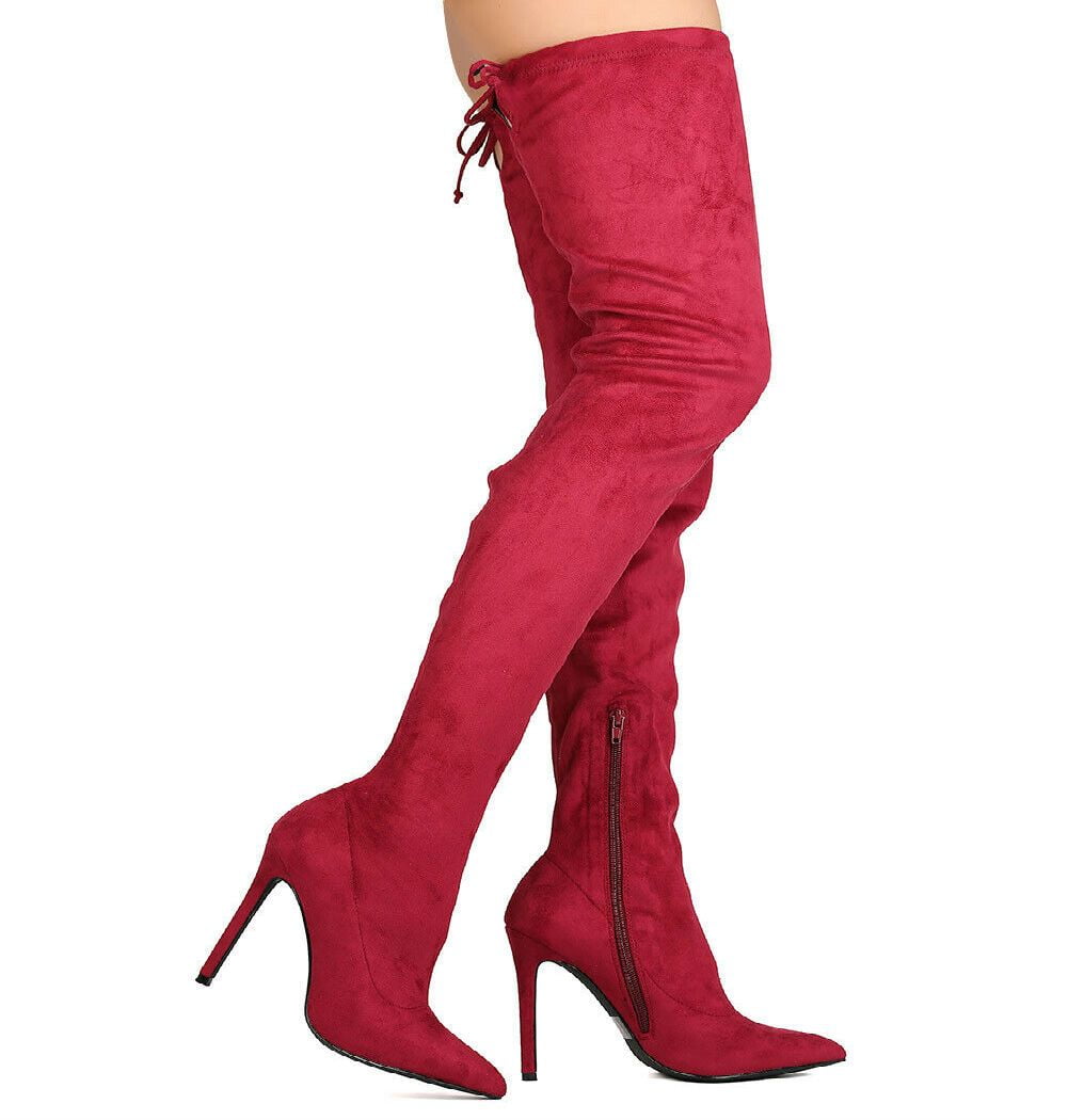 Trendsup Gisele8 Women's Pointed Toe Thigh High Stiletto Heel Boots