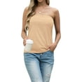 thumbnail image 3 of JWD Women's Floral Tube Tops Casual Summer Backless Strapless Top Sleeveless Bandeau Tanks Shirt Khaki XL, 3 of 5