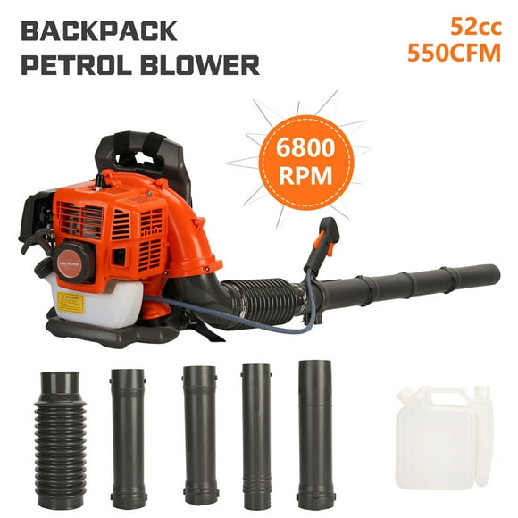 Trayknick 1 Set Leaf Blower Backpack Style 52 Cubic Centimeter Adjustable Tube Gas Powered Dust Blower Garden Supplies (Orange)