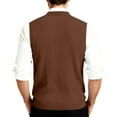 thumbnail image 3 of Sweater Vest Men Dressy V Neck Button Down Plus Size Cardigan Business Casual Ribbed Knit Sleeveless Vests Brown S, 3 of 3