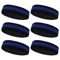 Couver Terry Cloth Striped Headband 2 Colored Head Sweatband - 6 Pieces Pack (Blue / Black)