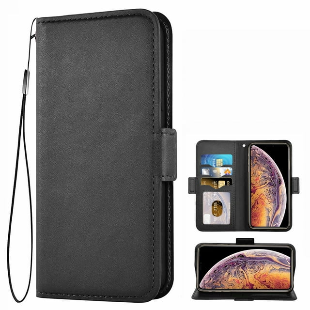 Iphone Étui Iphone TP Max, Étui de Téléphone Antichoc Protection Rfid Fente pour Carte Fonction Support Aimant, Étui Protectrice Tpu Compatible TP Max 6.5 Noir