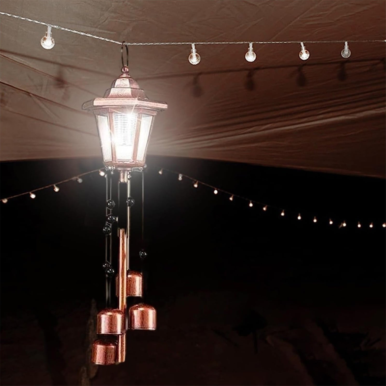 Iron Wind Bells Light, Wind Chimes for Outside, Solar Chandelier, Memorial Wind Chimes Deep Tone, Decorative Garden Patio Balcony Light for Outdoor Use