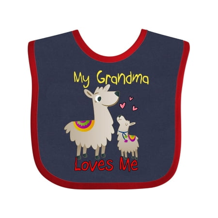 

Inktastic My Grandma Loves Me Llama Boys or Girls Baby Bib