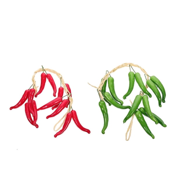 2pcs Artificial Hanging Pepper String Simulation Lifelike Chili Vegetable Vine Decor