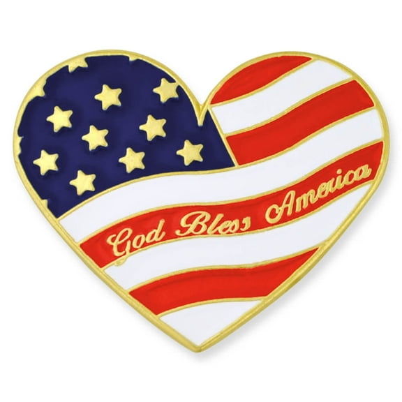 PinMart's Heart Shaped American Flag God Bless America Lapel Pin
