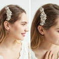 thumbnail image 3 of Rose Gold Wedding Hair Comb With Pearls and Crystals Wedding Hair Accessories Bridal Headpiece Or For Parties (Gold), 3 of 4