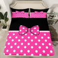 thumbnail image 2 of jejeloiu Cute Bow Tie Twin Sheet Sets,Kawaii Polka Dots Twin Fitted Sheet,Pink Black White Flat Sheet For Girl Kids,Ultra Soft Home Decor,3pcs, 2 of 7