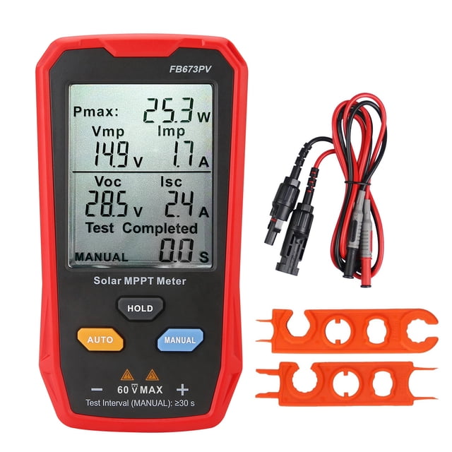 800W Solar MPPT Tester - Universal Multimeter for Solar Panel Power Measurement, Voltage and Current Analysis, No External Power Needed, Ideal for Solar Module Troubleshooting, Red & Black Design