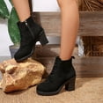 thumbnail image 6 of Woman Boots Chunky Mid Heel Round Toe Suede Ankle Booties Casual Winter Warm Short Boots Comfortable Winter Shoe for Women's Trendy Black 8.5, 6 of 9