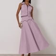 thumbnail image 6 of Women 2 Piece Skirt Sets Sleeveless Collared ButtonTop Long Skirt L, 6 of 9