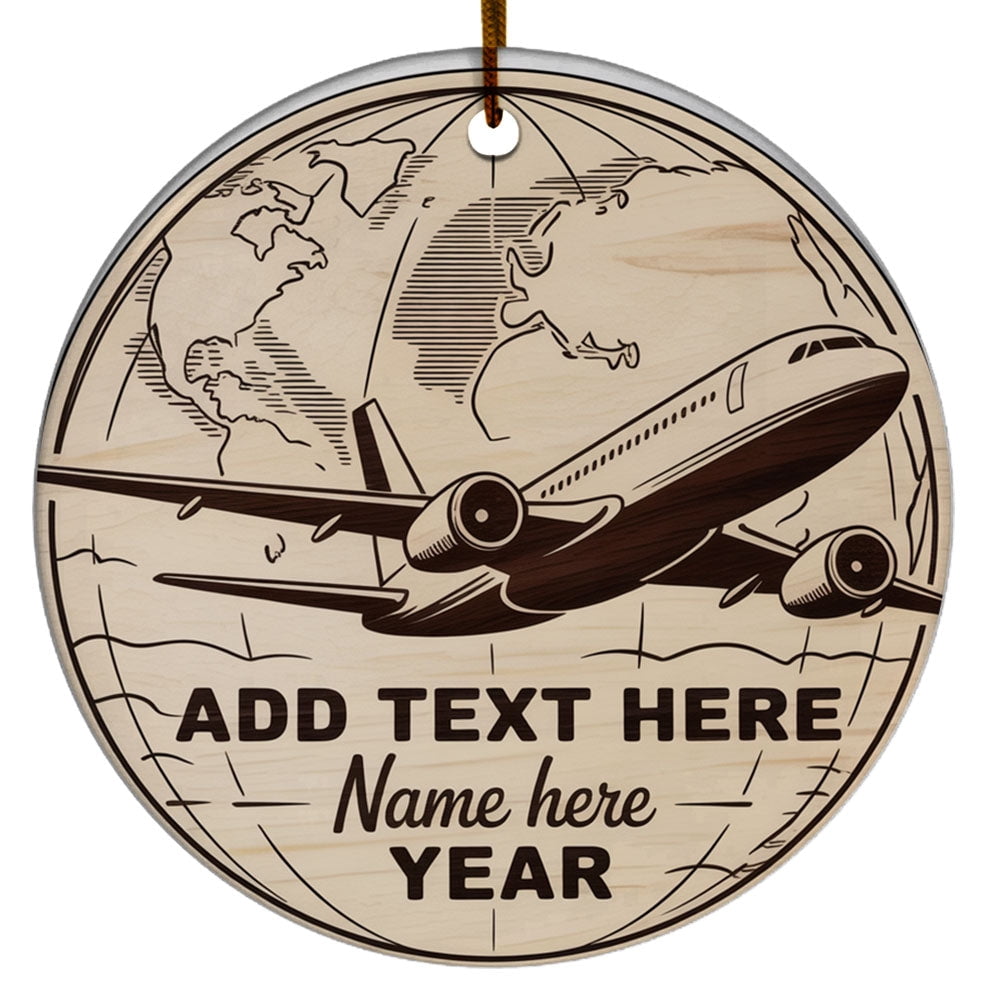 Pilot Airplane Ceramic Christmas Ornament for 2025 - Xmas Gift Retirement Captain, Flight Attendant - Customized Text & Name, Santa's Favorite Pilot