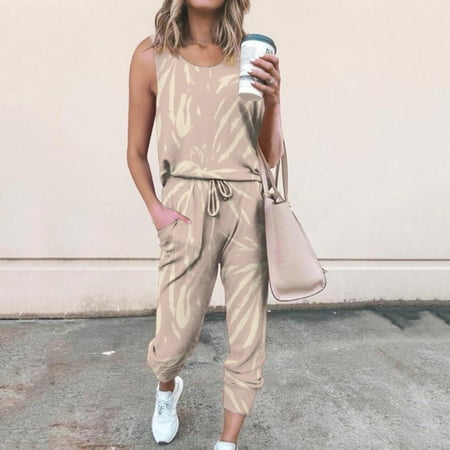 

Wenini Sports Suit for Women Summer 2023， fashion T-Shirt Tops Versatile Casual Loose Fit Pullover Non-Positioning Round Neck Tie-Dye Casual Sleeveless， Hot Style Gifts for Friend Female
