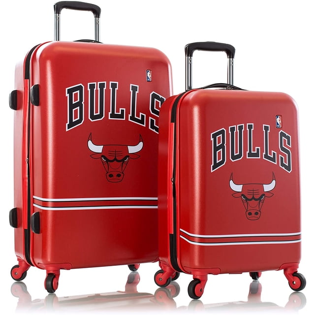 NBA Chicago Bulls Valise Rigide pour Adulte à Roulettes Pivotantes, Ensemble de Bagages 2 Pcs, Chariot de Voyage