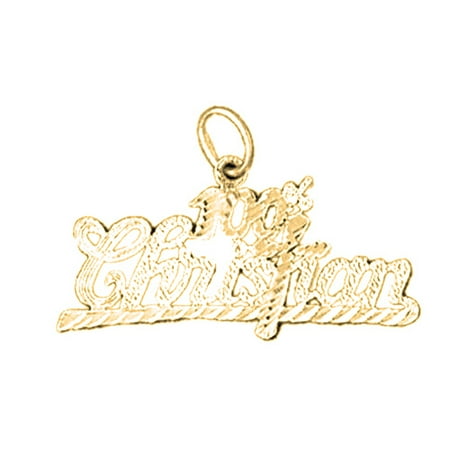 18K Yellow Gold 100% Christian Saying Pendant - 18 mm