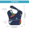 thumbnail image 4 of Bingfone Mess-Proof Baby Bib - Waterproof Bib For Baby Boy Or Girl With Food Catcher Pocket, Unisex-Dinosaur Astronaut Space Surfing, 4 of 8