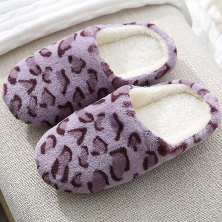 

Slippers for Women House Slippers Slip-On Anti-Skid Flower Indoor Casual Shoes Leopard Print Comfort Snow Slipper