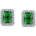 thumbnail image 2 of Bling Jewelry Womens 3.5CT Emerald Cut CZ Studs Sterling Silver Halo Earrings, 2 of 4